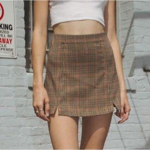 Brandy Melville Brown and Red Cara Plaid Skirt